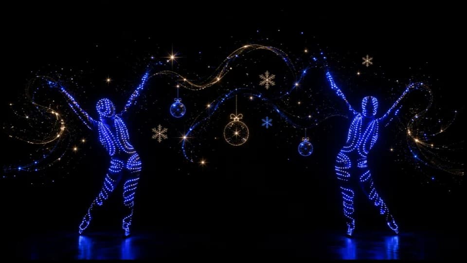 Brilho de Natal — dançarina com fios de luz em esmeralda