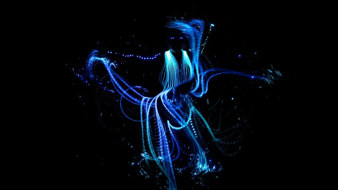 Brilho de Natal — figura de luz em azul cintilante